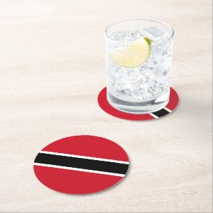 Dessous-de-verre Rond En Papier Drapeau de Trinité-et-Tobago