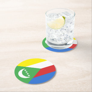 Dessous-de-verre Rond En Papier Drapeau des Comores