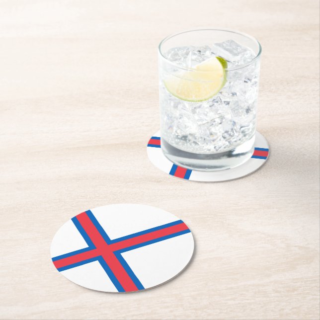 Dessous-de-verre Rond En Papier Drapeau des îles Féroé (En situation)