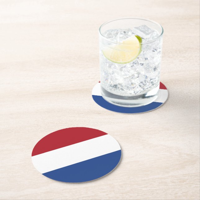 Dessous-de-verre Rond En Papier Drapeau des Pays-Bas (En situation)