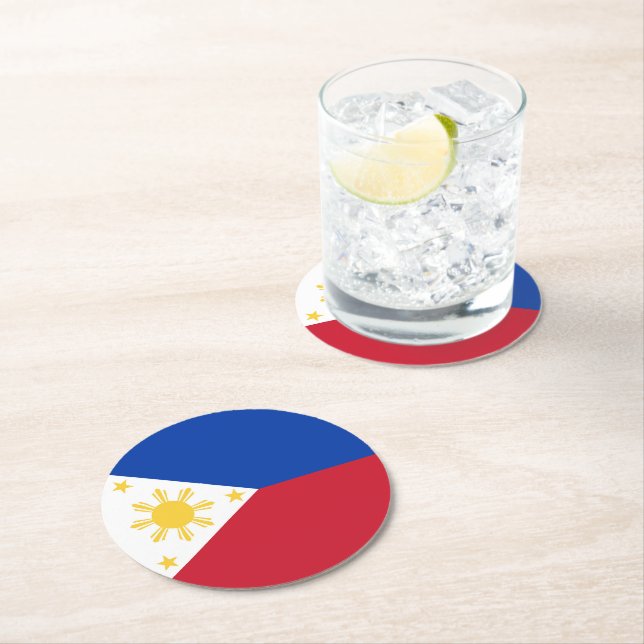Dessous-de-verre Rond En Papier drapeau des Philippines (En situation)