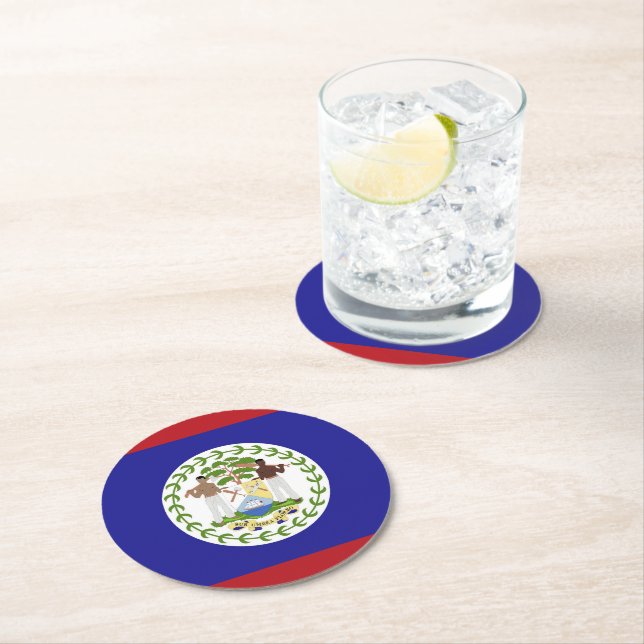 Dessous-de-verre Rond En Papier Drapeau du Belize (En situation)