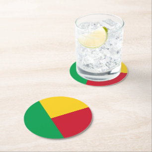 Dessous-de-verre Rond En Papier Drapeau du Bénin
