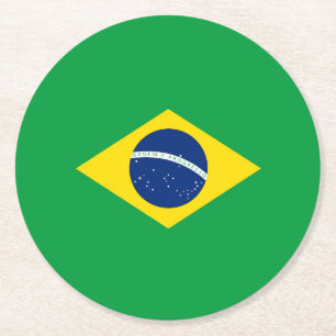 Dessous-de-verre Rond En Papier Drapeau du Brésil