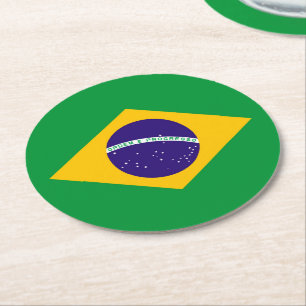 Dessous-de-verre Rond En Papier Drapeau du Brésil