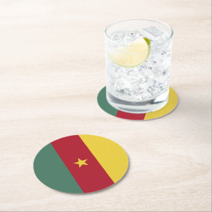 Dessous-de-verre Rond En Papier drapeau du Cameroun