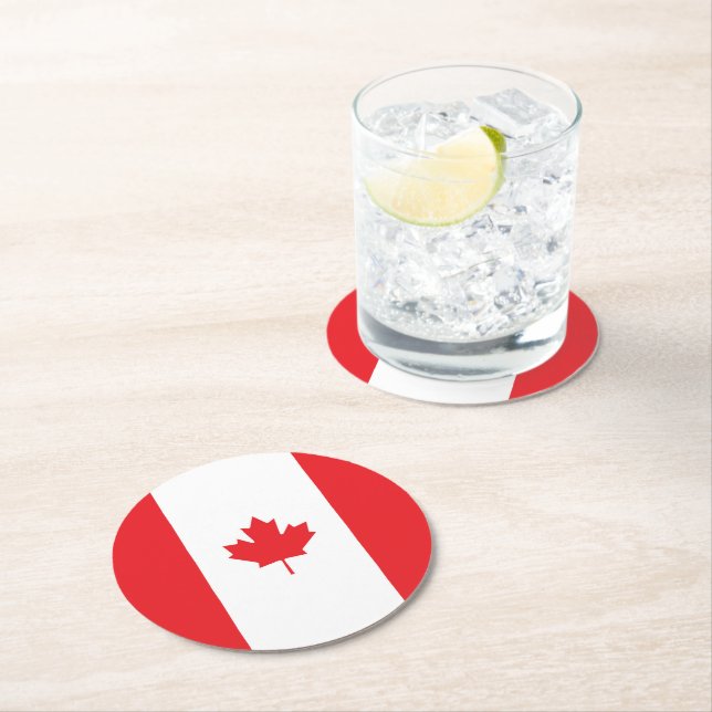 Dessous-de-verre Rond En Papier Drapeau du Canada (En situation)