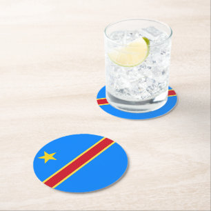 Dessous-de-verre Rond En Papier Drapeau du Congo