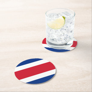 Dessous-de-verre Rond En Papier Drapeau du Costa Rica