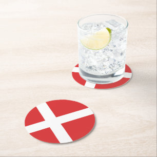 Dessous-de-verre Rond En Papier Drapeau du Danemark