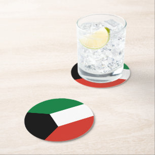 Dessous-de-verre Rond En Papier Drapeau du Koweït