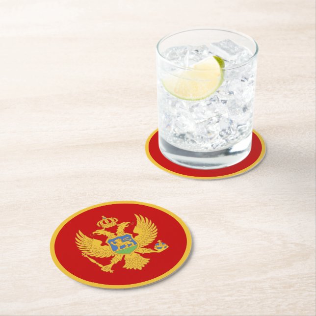 Dessous-de-verre Rond En Papier Drapeau du Monténégro (En situation)