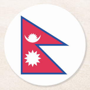 Dessous-de-verre Rond En Papier Drapeau du Népal