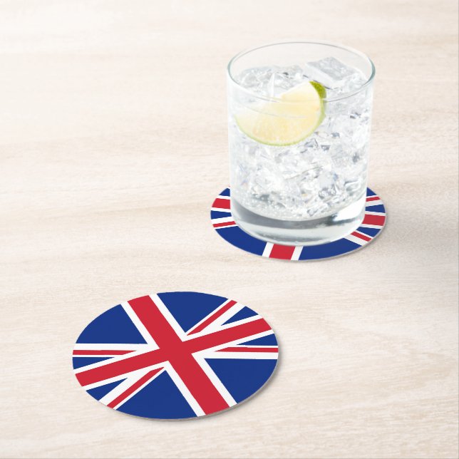 Dessous-de-verre Rond En Papier Drapeau du Royaume-Uni (En situation)