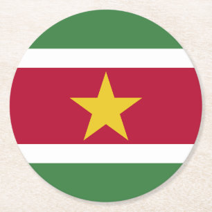 Dessous-de-verre Rond En Papier Drapeau du Suriname