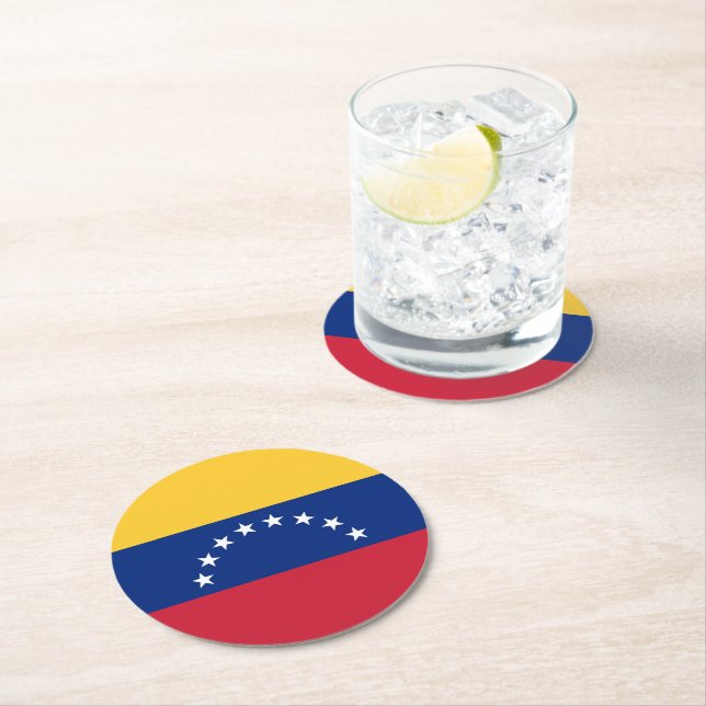 Dessous-de-verre Rond En Papier Drapeau du Venezuela (En situation)