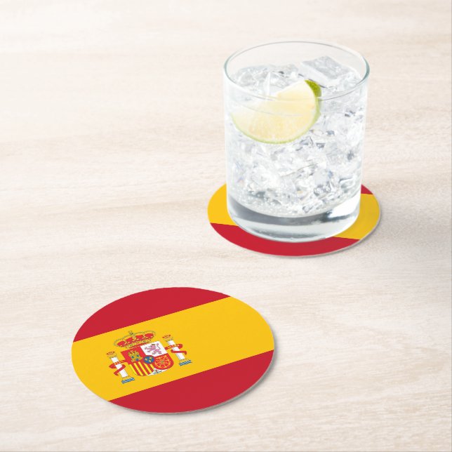 Dessous-de-verre Rond En Papier Drapeau espagnol (En situation)