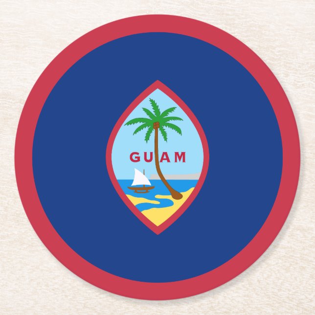 Dessous-de-verre Rond En Papier Drapeau Guam (Devant)