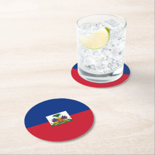 Dessous-de-verre Rond En Papier Drapeau Haïti