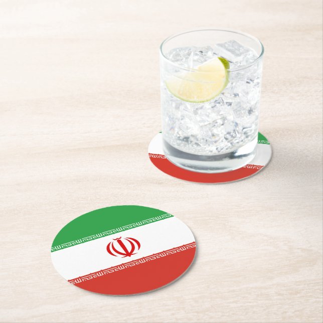 Dessous-de-verre Rond En Papier Drapeau iranien (En situation)