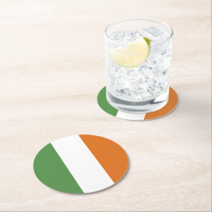 Dessous-de-verre Rond En Papier Drapeau irlandais