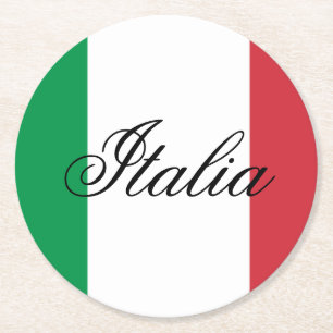 Dessous-de-verre Rond En Papier Drapeau Italie Fierté italienne Europe Pays