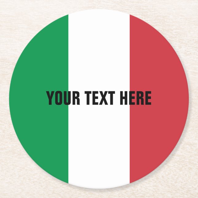 Dessous-de-verre Rond En Papier Drapeau italien des dessous de verre de papier (Devant)