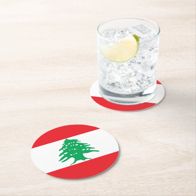 Dessous-de-verre Rond En Papier Drapeau libanais (En situation)