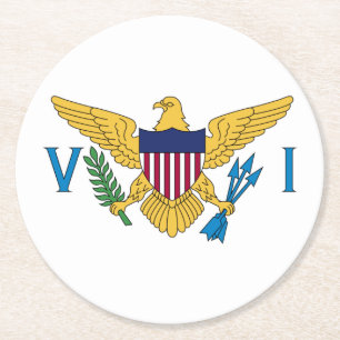Dessous-de-verre Rond En Papier Drapeau patriotique des îles Vierges américaines