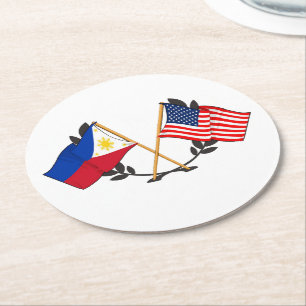 Dessous-de-verre Rond En Papier Drapeau philippin américain Patrimoine philippin V
