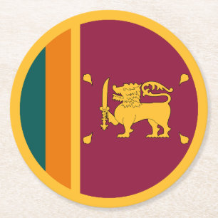 Dessous-de-verre Rond En Papier Drapeau Sri Lanka