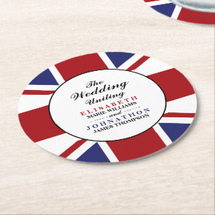 Dessous-de-verre Rond En Papier Drapeau Union Jack Mariage britannique