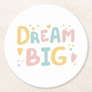 Dessous-de-verre Rond En Papier Dream Big Pastel Hearts