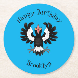 Dessous-de-verre Rond En Papier Drôle dessin animé de Magpie australienne