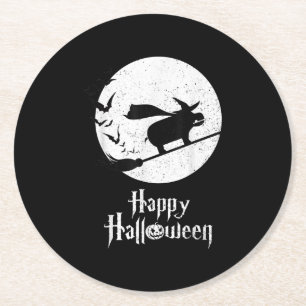 Dessous-de-verre Rond En Papier Drôle Halloween Costume sorcière Hippo Lover cadea