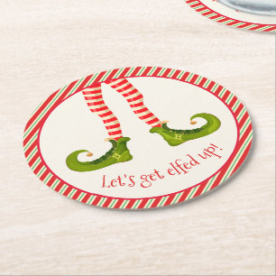 Dessous-de-verre Rond En Papier Drôle Jolly Noël Elf Legs