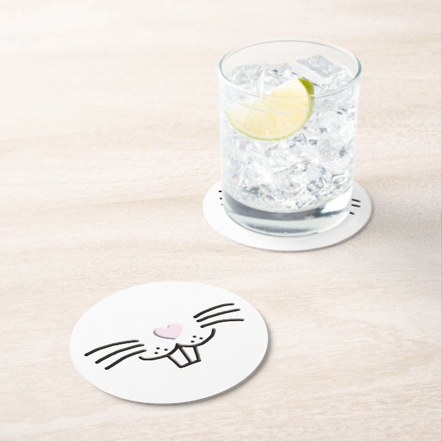 Dessous-de-verre Rond En Papier Drôle mignon lapin de Pâques illustration du visag (En situation)
