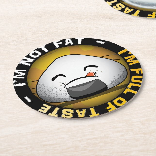 Dessous-de-verre Rond En Papier Drôle riceball japonais (Incliné)