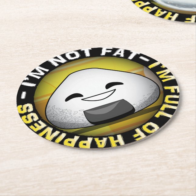 Dessous-de-verre Rond En Papier Drôle riceball japonais (Incliné)