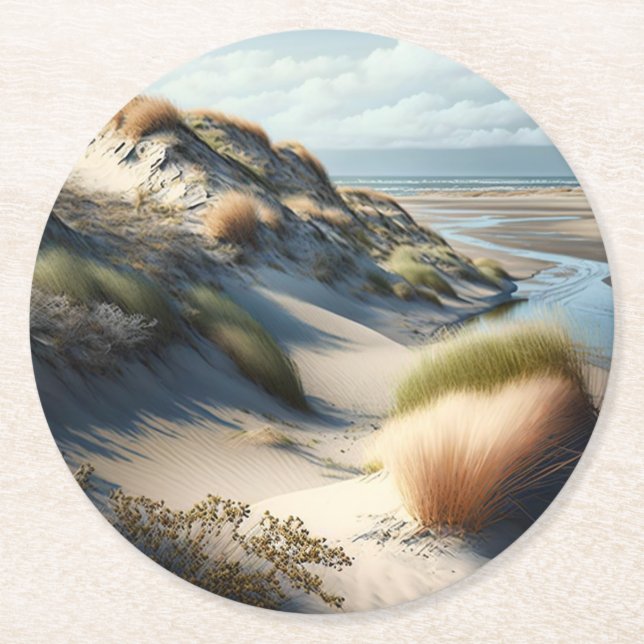 Dessous-de-verre Rond En Papier Dunes dorées (Devant)
