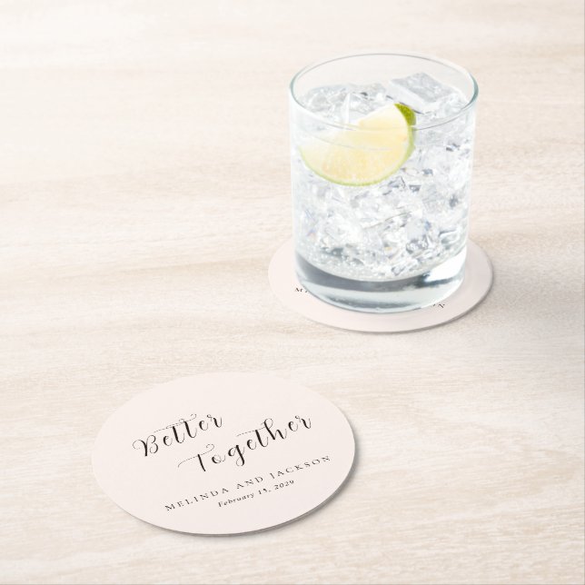 Dessous-de-verre Rond En Papier Earthy Neutral Modern Wedding (En situation)