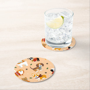 Dessous-de-verre Rond En Papier Écharpes festives d'hiver pour chiots