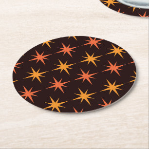 Dessous-de-verre Rond En Papier Éclats d'étoiles orange et ambre de style moderne 