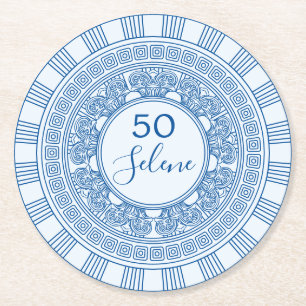 Dessous-de-verre Rond En Papier Elégant anniversaire grec ou romain avec des coule