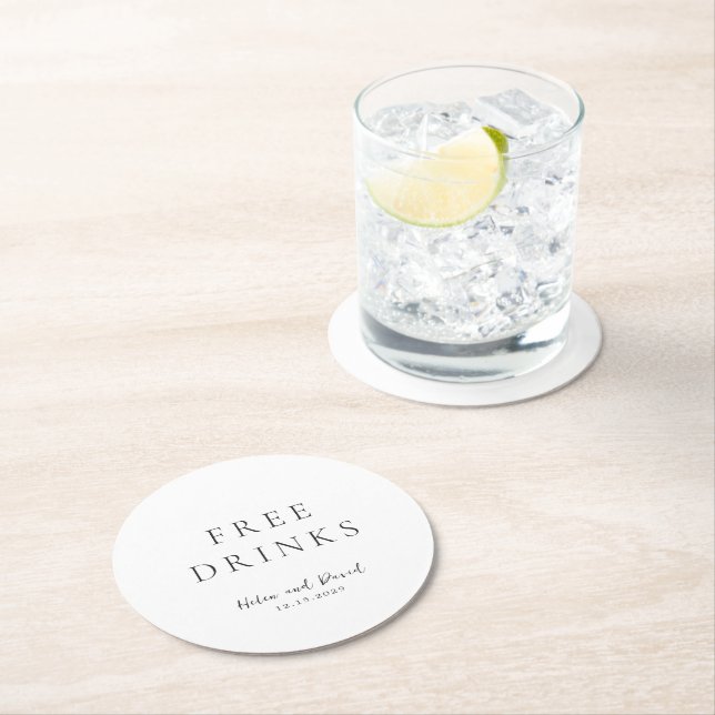 Dessous-de-verre Rond En Papier Elegant Black and White Classic Wedding (En situation)