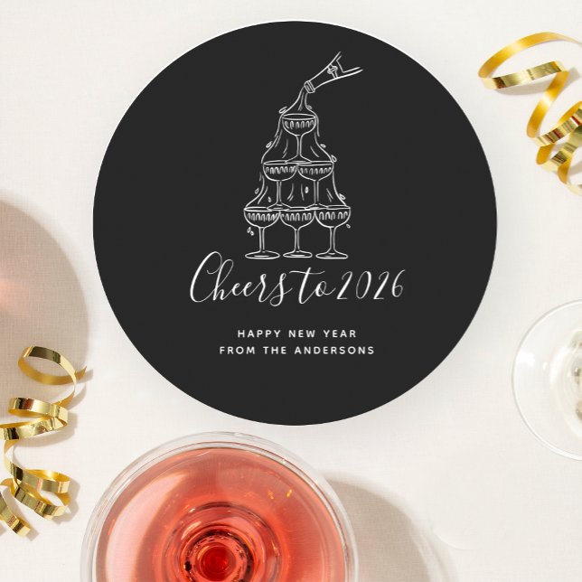Dessous-de-verre Rond En Papier Elegant Black New Years Eve Party Paper Plate (Créateur téléchargé)