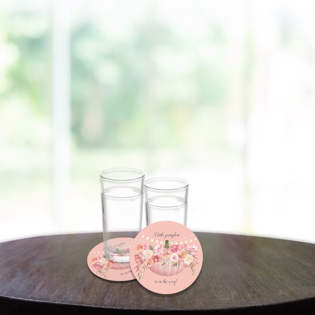 Dessous-de-verre Rond En Papier Elégant Citrouille Baby Girl Douche (Créateur téléchargé)