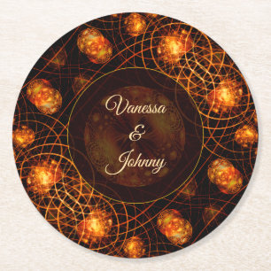Dessous-de-verre Rond En Papier Élégant Classique Boho Moderne Or #901 Mariage