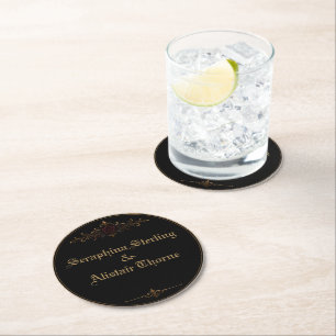 Dessous-de-verre Rond En Papier Élégant Dessous de Verre de Mariage Gothique Sombr