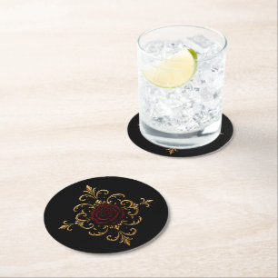 Dessous-de-verre Rond En Papier Élégant Dessous de Verre de Mariage Gothique Sombr
